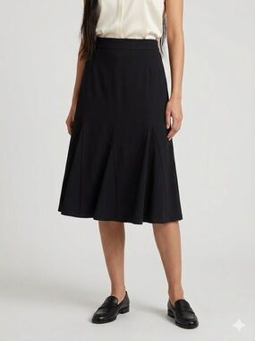 MaxMara Black Flared Midi Skirt